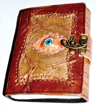 Sacred Eye leather blank book w/ latch - Click Image to Close