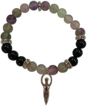 8mm Flourite/ Black Stone Goddess - Click Image to Close