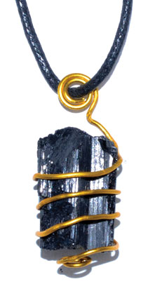 Black Tourmaline wire wrapped pendant