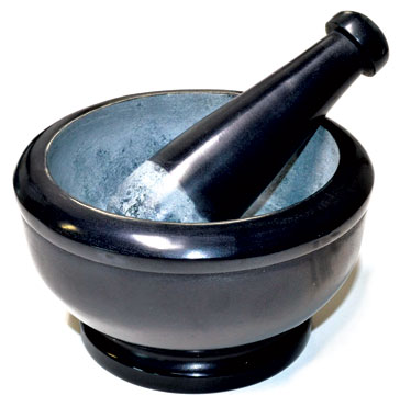 5" Black soapstone mortar and pestle set